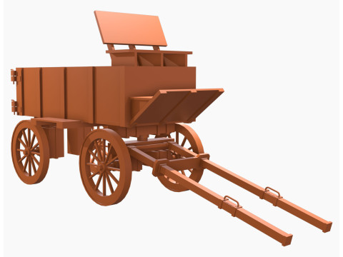 Середньовічний дерев'яний візок 3 3D Модель