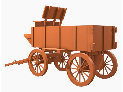 Medieval Wooden Cart 3 3D Model
