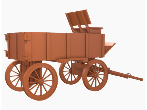 Середньовічний дерев'яний візок 3 3D Модель