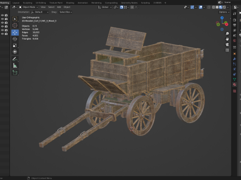 Середньовічний дерев'яний візок 3 3D Модель