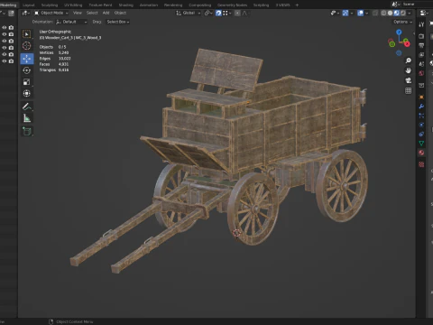 Medieval Wooden Cart 3 3D Model