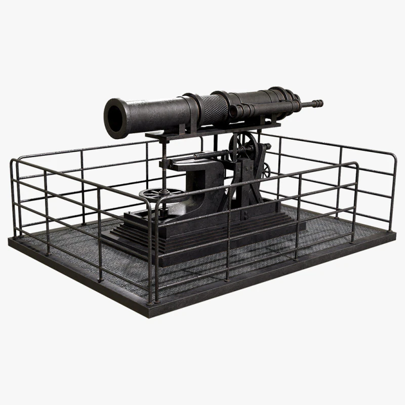 Artillery Cannon 1 3D Model .c4d .max .obj .3ds .fbx .stl .blend 