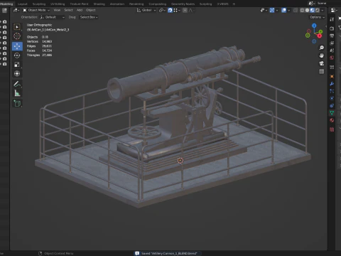 Artillery Cannon 1 3D Model