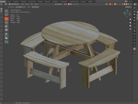 Panca da picnic2 Modello 3D