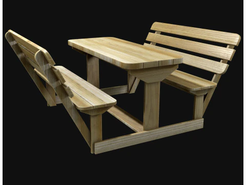 Лавка для пікніка 3 3D Модель