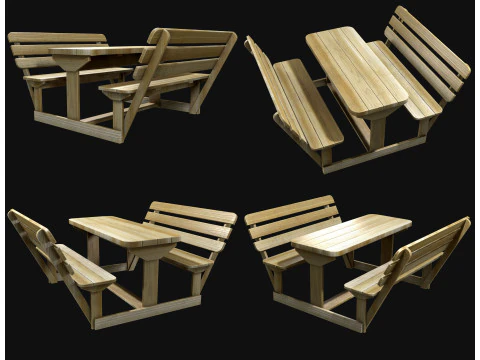 Лавка для пікніка 3 3D Модель