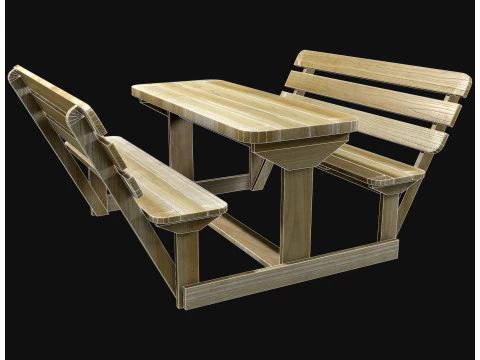 Лавка для пікніка 3 3D Модель