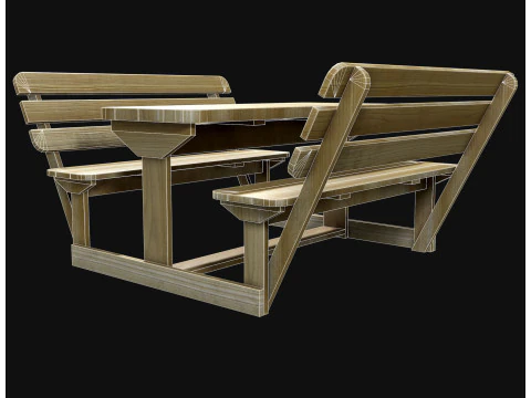 Лавка для пікніка 3 3D Модель