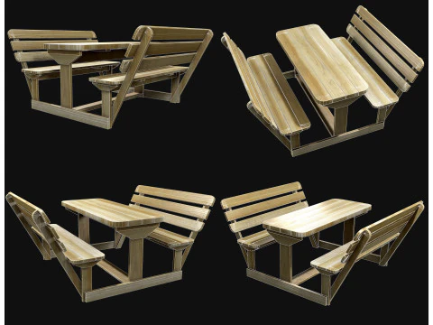 Лавка для пікніка 3 3D Модель