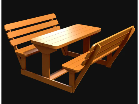 Лавка для пікніка 3 3D Модель