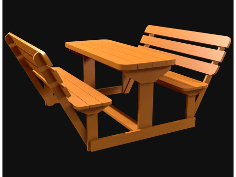 Лавка для пікніка 3 3D Модель