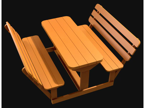 Лавка для пікніка 3 3D Модель