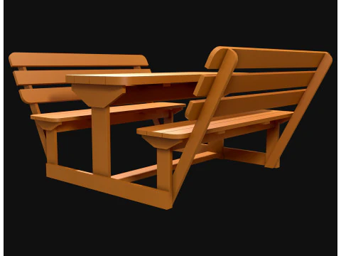 Лавка для пікніка 3 3D Модель