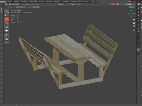 Лавка для пікніка 3 3D Модель