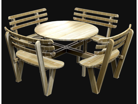 Picknickbank4 3D Modell