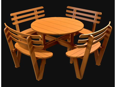 Picknickbank4 3D Modell
