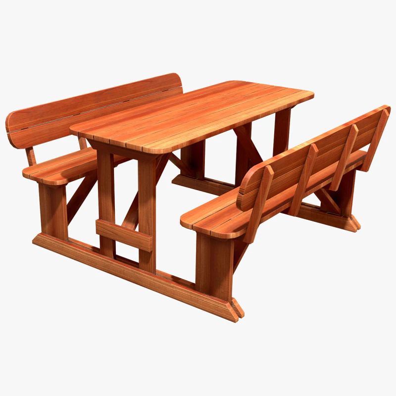 Picnic bench5 3D Model .c4d .max .obj .3ds .fbx .stl .blend