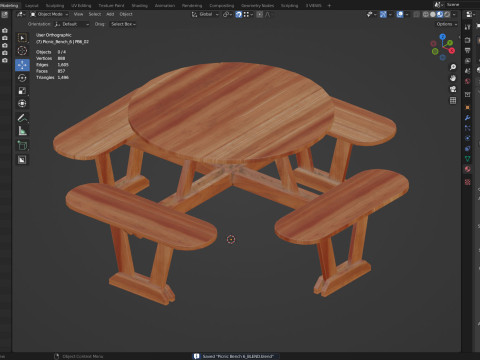野餐长凳6 3D 模型