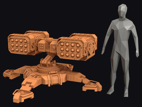Missile Launcher 3 - Clay 3D Model