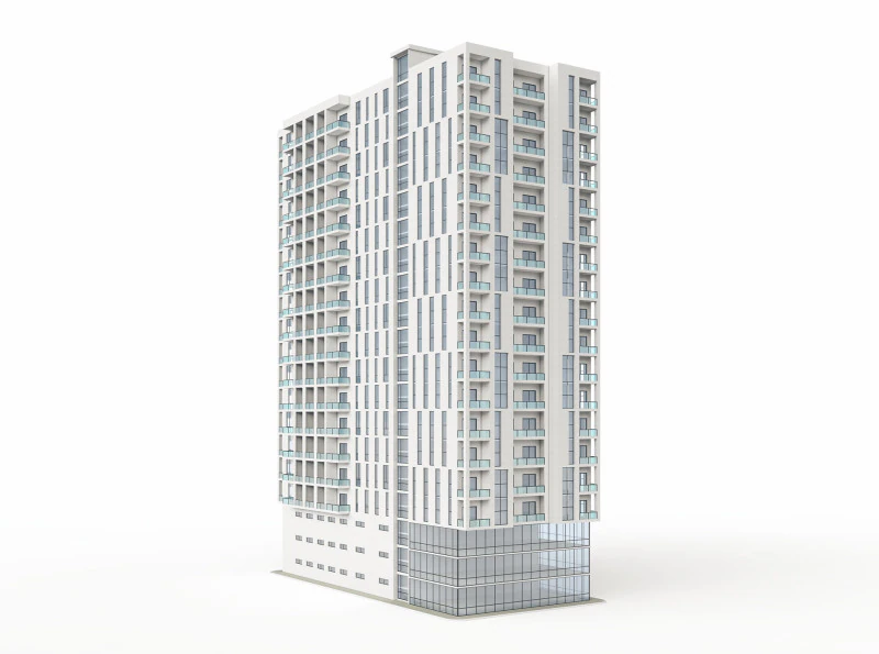 Mixed Use Building 3 3D Model .c4d .max .obj .3ds .fbx .stl .blend 