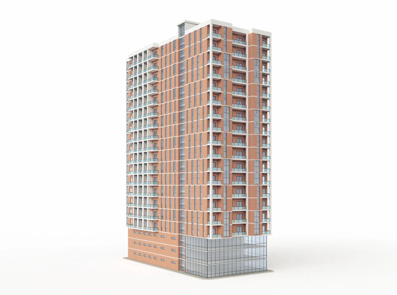 Brick Building 3 3D Model .c4d .max .obj .3ds .fbx .stl .blend 