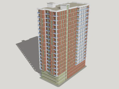 Brick Building 3 3D Model