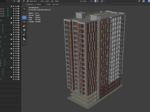 Brick Building 3 3D Model
