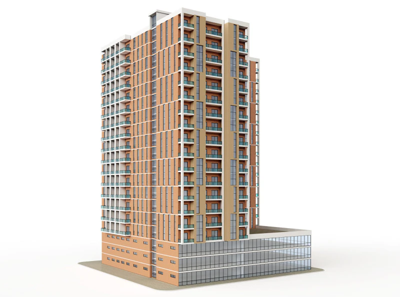 Brick Building 4 3D Model .c4d .max .obj .3ds .fbx .stl .blend 
