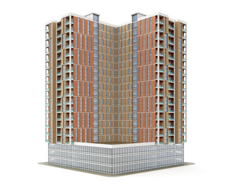 Brick Building 4 3D Model