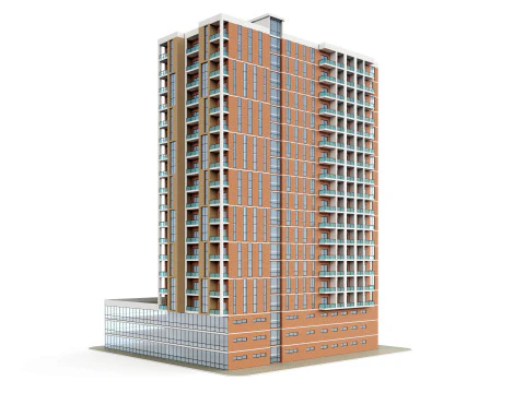 Brick Building 4 3D Model