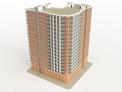 Brick Building 4 3D Model