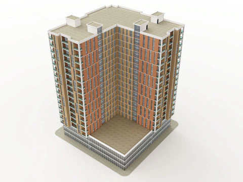 Brick Building 4 3D Model