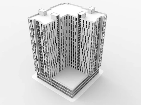 Brick Building 4 3D Model