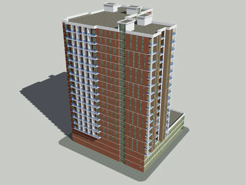 Brick Building 4 3D Model