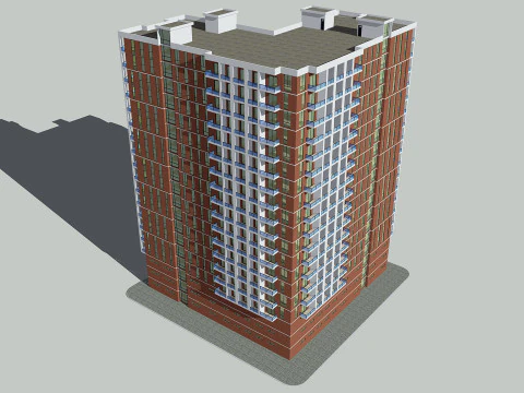Brick Building 4 3D Model