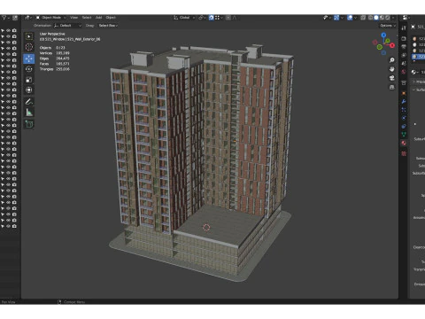 Brick Building 4 3D Model
