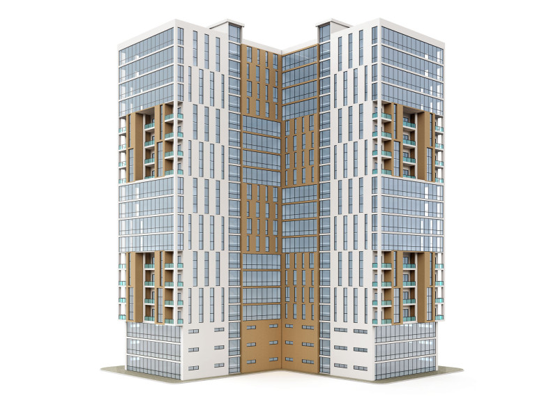 Багатофункціональний будинок 4 3D Модель .c4d .max .obj .3ds .fbx .stl .blend