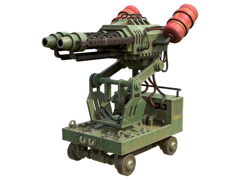 Flamethrower Turret-1-Green 3D Model .c4d .max .obj .3ds .fbx .stl .blend 
