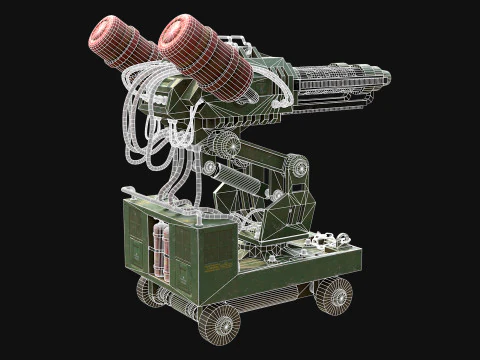 Flamethrower Turret-1-Green 3D Model