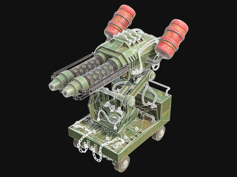 Flamethrower Turret-1-Green 3D Model