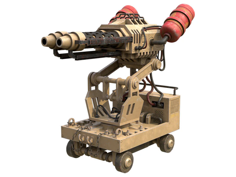 Flamethrower Turret-1-Desert 3D Model .c4d .max .obj .3ds .fbx .stl .blend