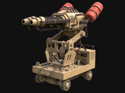 Flamethrower Turret-1-Desert 3D Model