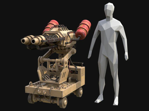 Flamethrower Turret-1-Desert 3D Model
