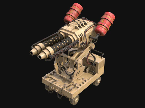 Flamethrower Turret-1-Desert 3D Model
