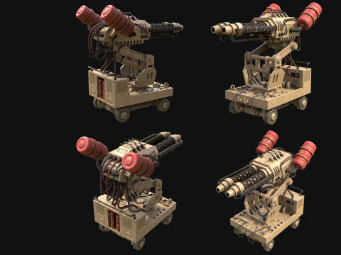 Flamethrower Turret-1-Desert 3D Model