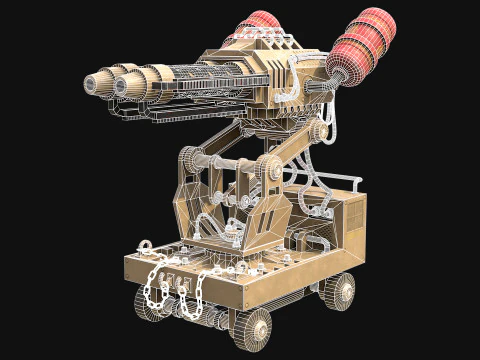 Flamethrower Turret-1-Desert 3D Model