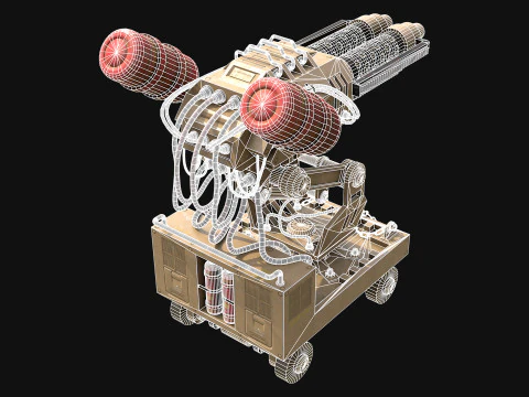 Flamethrower Turret-1-Desert 3D Model