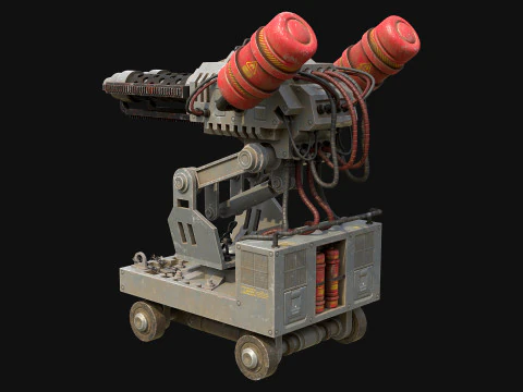 Flamethrower Turret-1-grey 3D Model