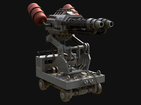 Flamethrower Turret-1-grey 3D Model