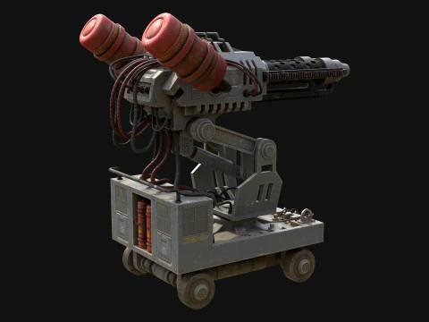 Flamethrower Turret-1-grey 3D Model